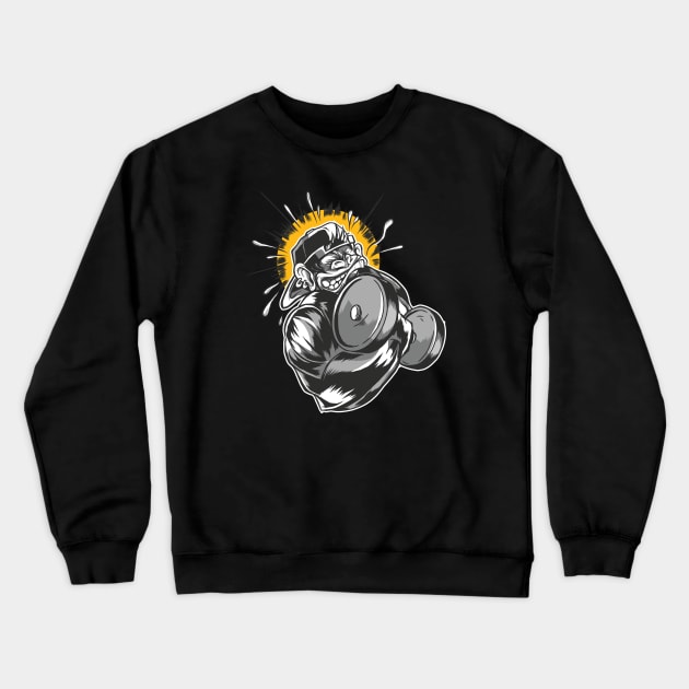 Monkey Dumbbell Crewneck Sweatshirt by Safdesignx